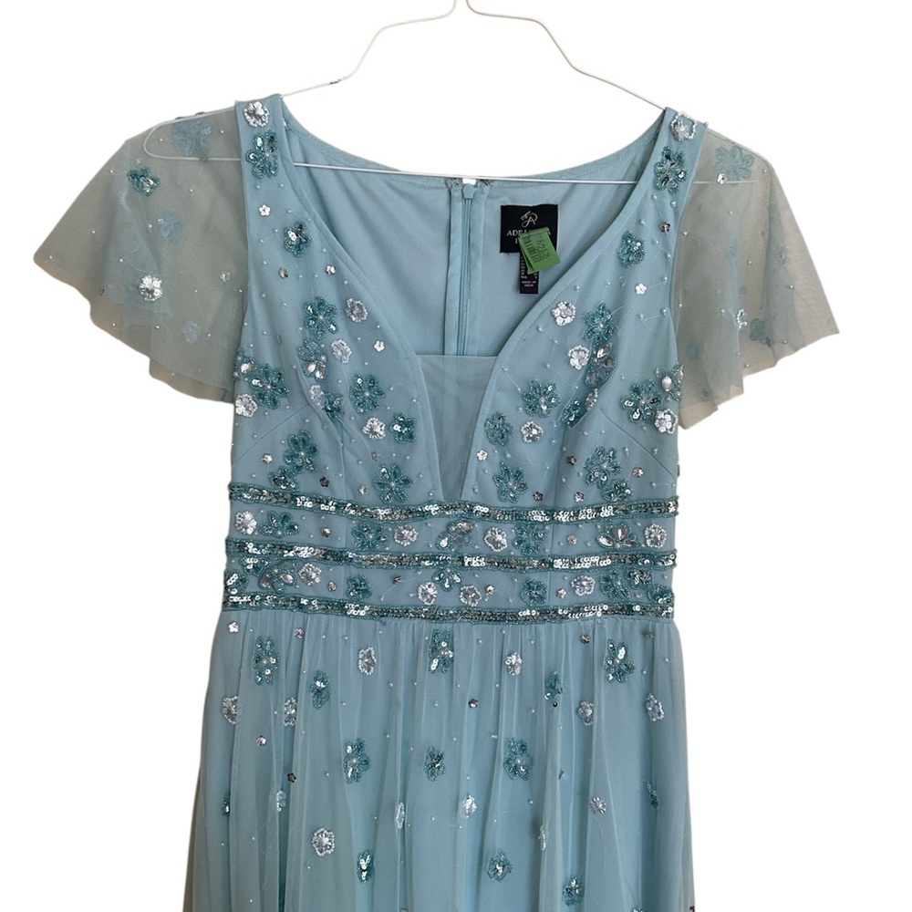 Adrianna Papell Light Blue Floral Embellished Dress - Picture 2 of 7